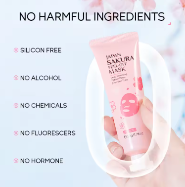 Sakura Peeling Face Mask Deep Cleansing Firming Brightening Blackhead Removed Tear Off Mask Facial Skin Care 50g