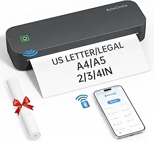 Portable Printer for Travel, Bluetooth Thermal Printer Supports 8.5 x 11 Inch US Letter Size, Compatible with Android and iOS & Laptop Inkless Mobile Printer for Office, Car, School