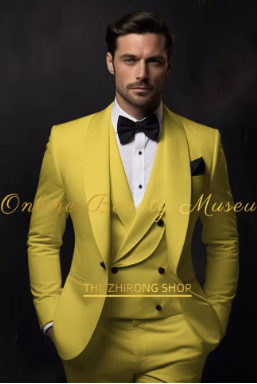 Elegant Ivory Tuxedo Suit for Men 3 piece set Jacket Vest Pants Classic Attire for Wedding Dating Host Prom Ball Party Dress