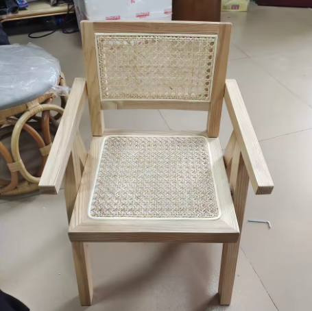 Children's edition chair solid wood rope woven children's edition book table and chair furniture children's dining chair home se