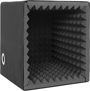 Portable Sound Recording Shield Box, Sound Recording Vocal Booth Box with Sound Absorbing Foam, Foldable, Stand Mountable