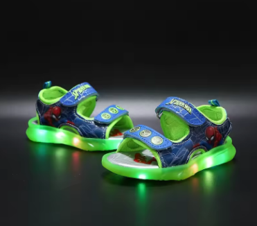 Disney Cartoon Children's Casual Shoes LED Light Sandals Shining Summer Beach Open Peep Toe Red Black Sandals Size 21-31