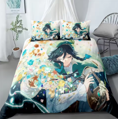 Genshin Impact Bedding Set Game Print Duvet Cover Quilt Soft Duvet Cover Sets Home Textile Queen King Size Girl Kids Room Decor