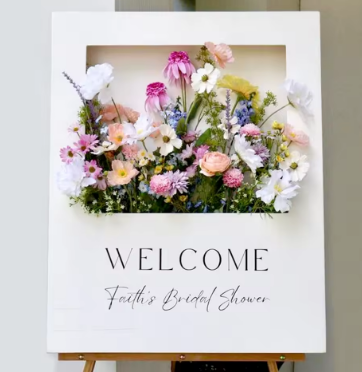 Flower Wedding Box Welcome Sign DIY Floral Frame Signage Baby Shower Birthday Party Decoration Supplies Photo Props