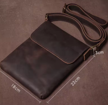 GURO High Quality Genuine Leather Shoulder Bag Men's Fashion Crossbody Bag Crazy Horse Cowhide Messenger Bag Daily Small Satchel