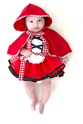 Newborn Baby Girls Tutu Dress + Cape Cloak Outfit Little Red Riding Hood Cosplay Photo Prop Costume Party Dresses Baby Clothes