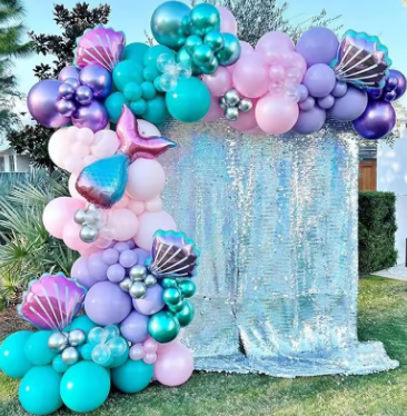 1Set Mermaid Birthday Arch Garland Kit Decoration Mermaid Balloon Set Pink Purple Girl Balloon Mermaid Birthday Party Decoration