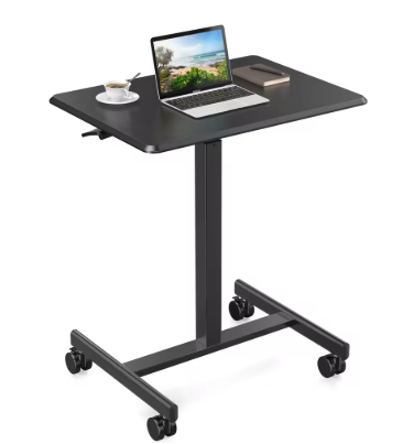 Mobile Rolling Laptop Cart With 4 Silent Wheels Foldable Computer Workstation Height Adjustable 28.5 To 42.5 In Desk For Office