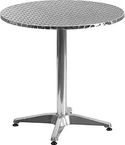 Flash Furniture Mellie 27.5'' Round Aluminum Indoor-Outdoor Table with Stainless Steel Table Top